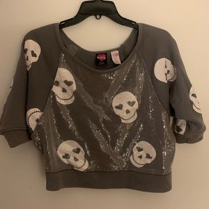 Hard candy skull sequin top